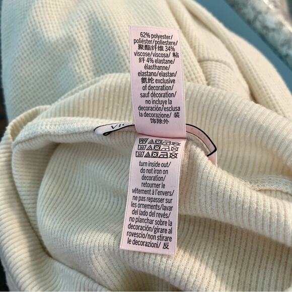 Victoria's Secret Cream Waffle Knit Henley Cozy Long Sleeve Size Large - Picture 9 of 11